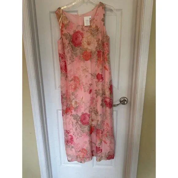 Vintage 90's Miss Dorby Pink Floral Sleeveless Maxi Dress And Jacket Size 12 - Picture 8 of 13